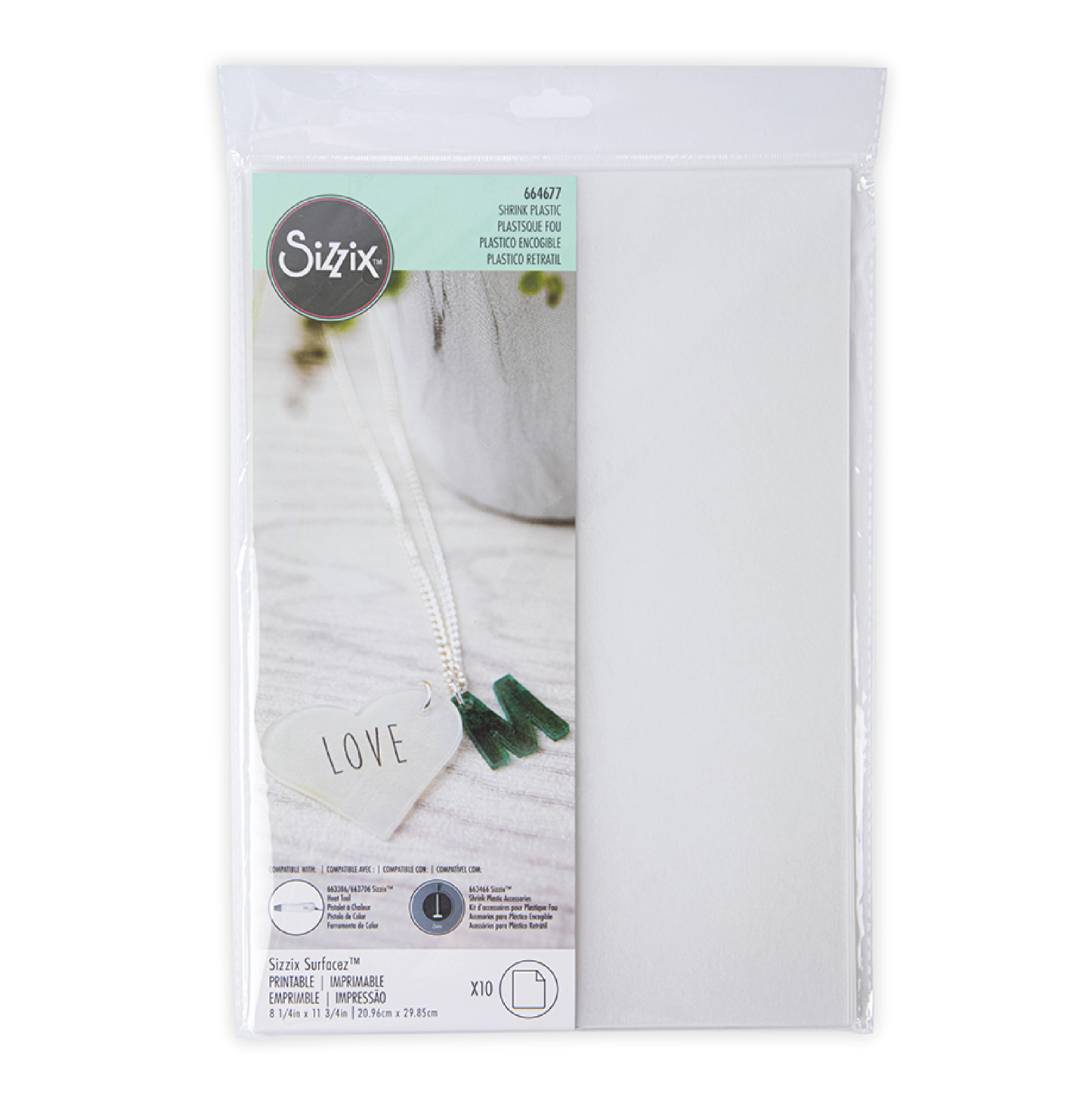 SIZZIX SURFACEZ COLLECTION SHRINK PLASTIC - HOJAS DE PLASTICO ENCOGIBLE