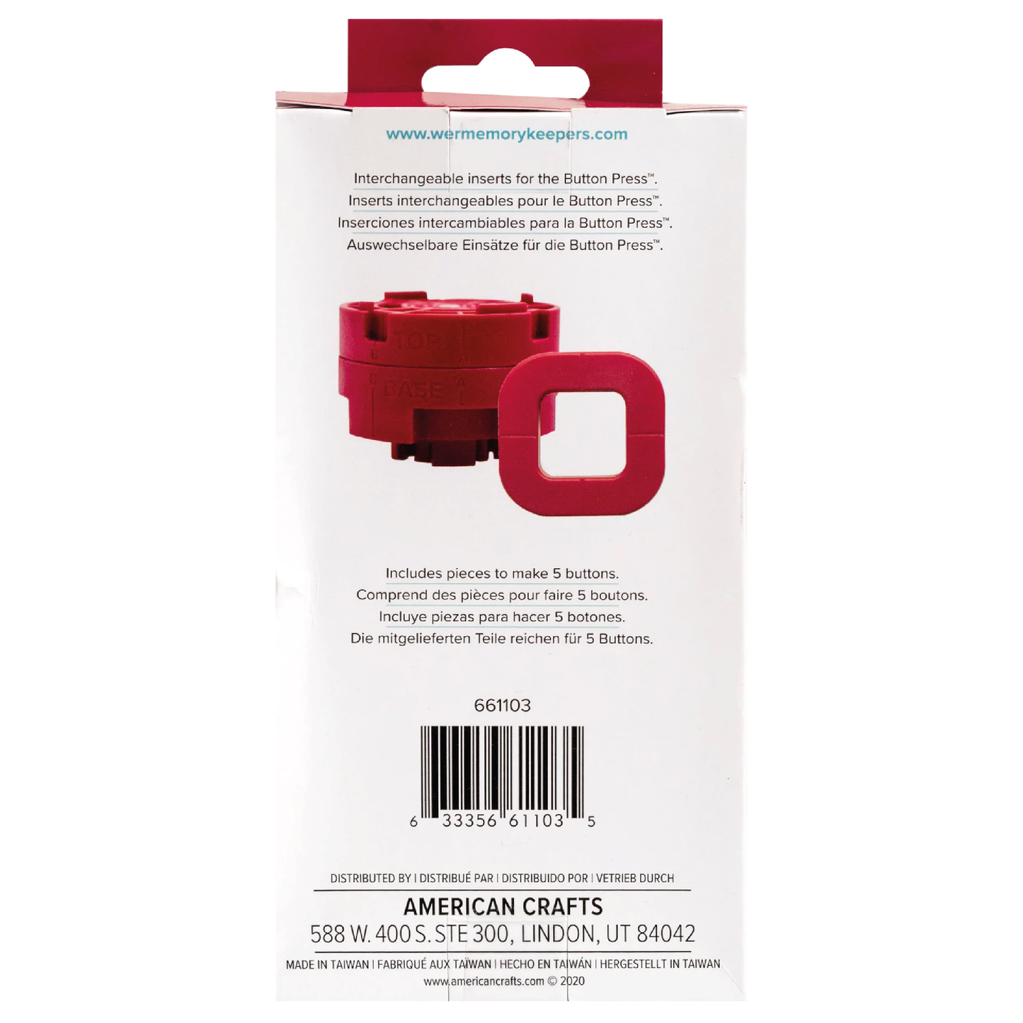 WE R MEMORY KEEPERS BUTTON PRESS INSERT-SQUARE (31MM)