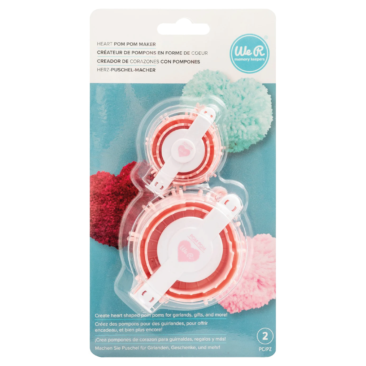 WE R MEMORY KEEPERS HEART POM POM MAKER 2/PKG - CREADOR DE POMPONES DE CORAZON