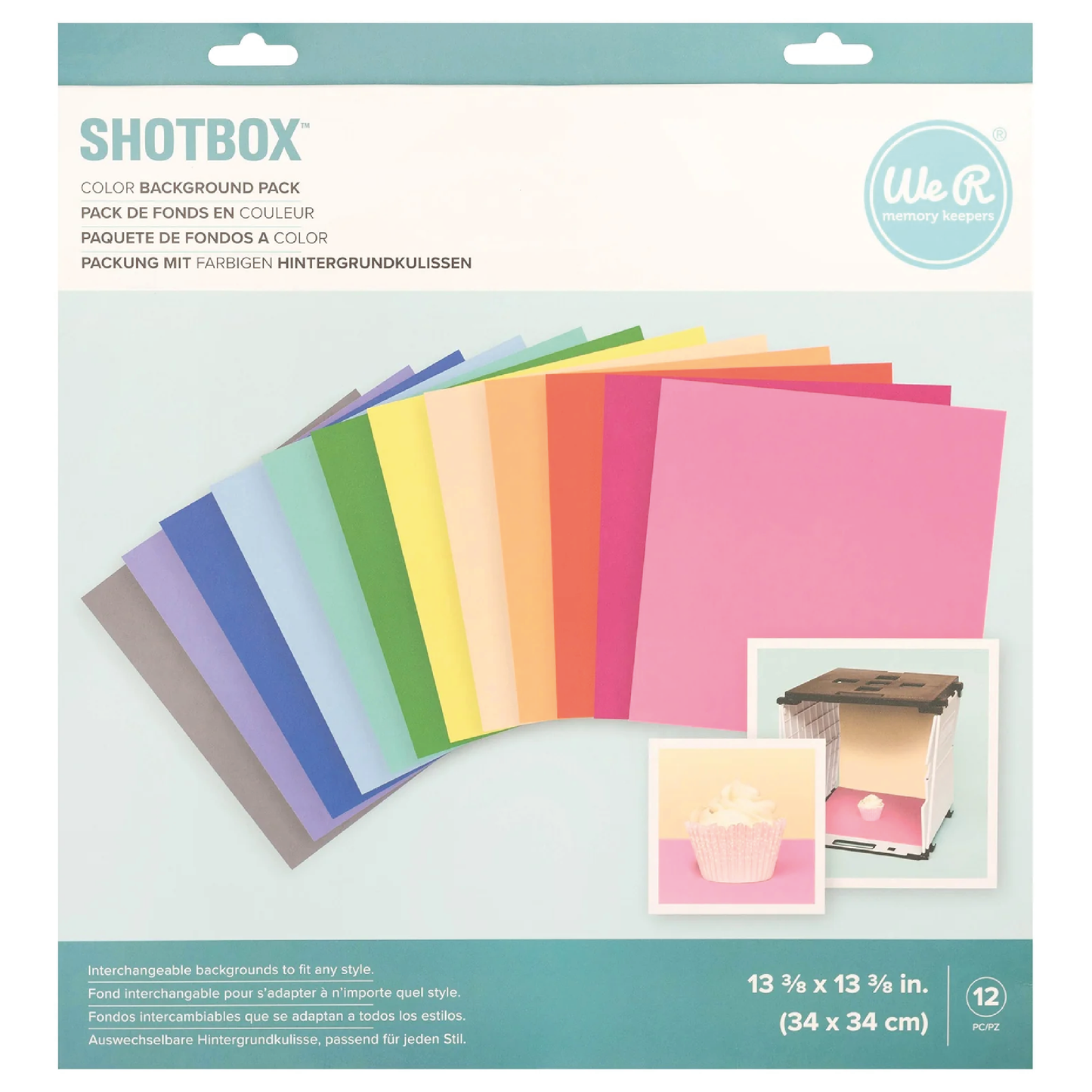 WE R MEMORY KEEPERS SHOTBOX BACKGROUND 12/SHEETS-COLOR - PAQUETE DE FONDOS A COLOR