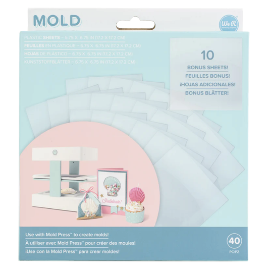 WE R MEMORY KEEPERS MOLD PRESS PLASTIC SHEETS 40/PKG-CLEAR -LAMINAS DE PLÁSTICO PARA HACER MOLDES